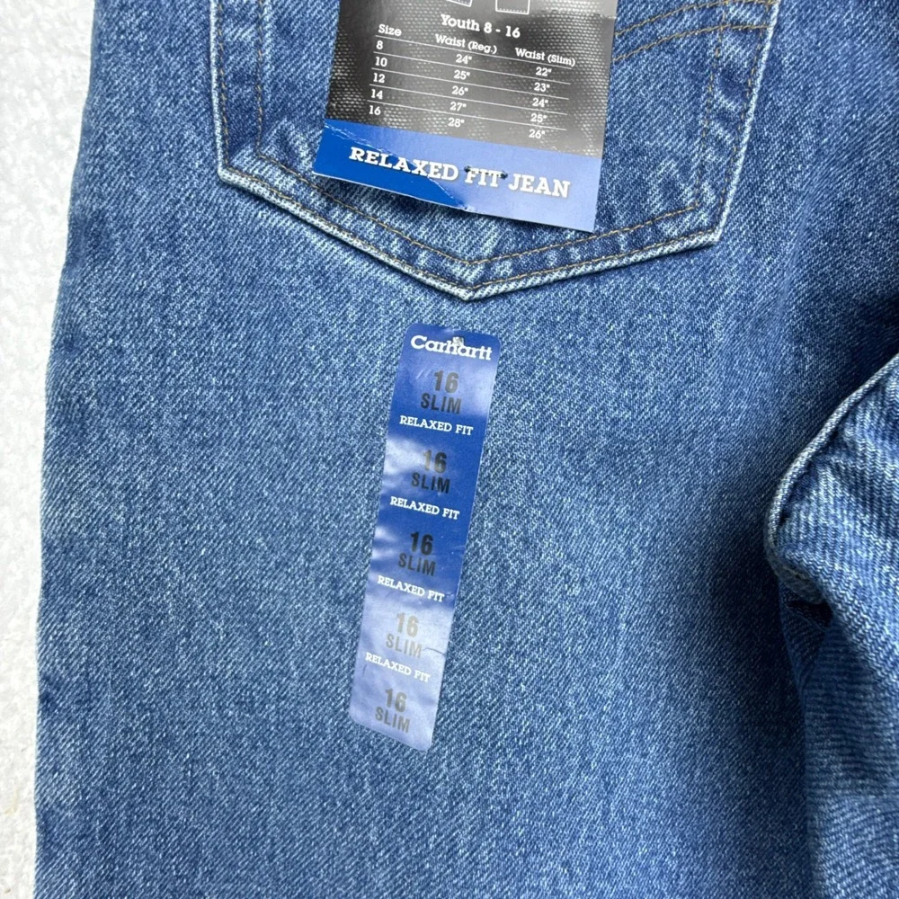 Carhartt Relaxed Fit Jeans Youth 16 Slim Blue Denim YYB160 STW‎ NWT